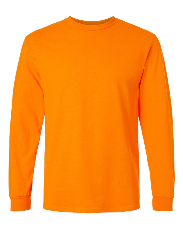 Front View of Safety Orange Ultra Cotton® Long Sleeve T-Shirt - 2400