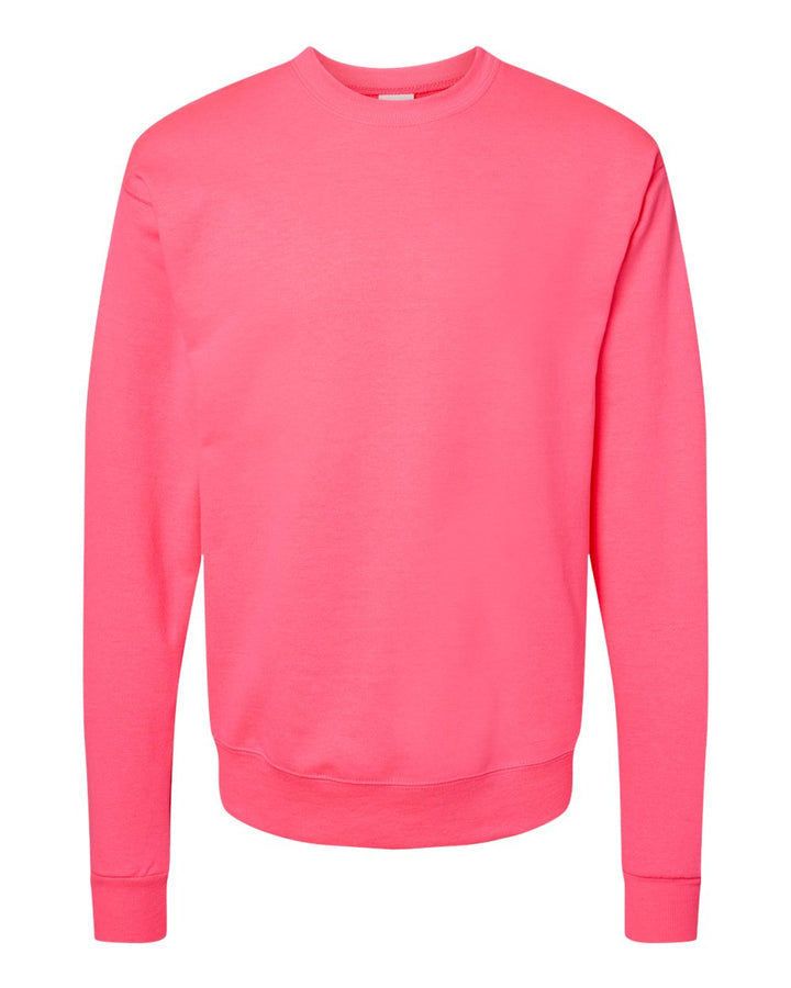 Front View of Safety Pink Ecosmart® Crewneck Sweatshirt - P160