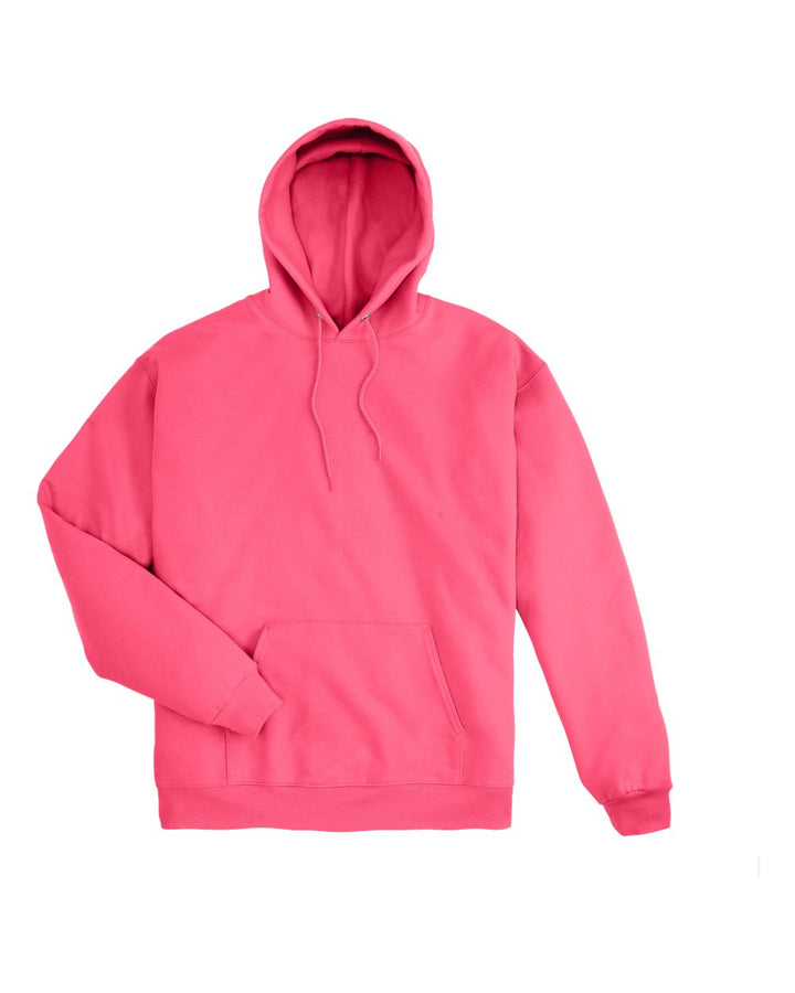 Front View of Safety Pink Ecosmart® Hooded Sweatshirt - P170
