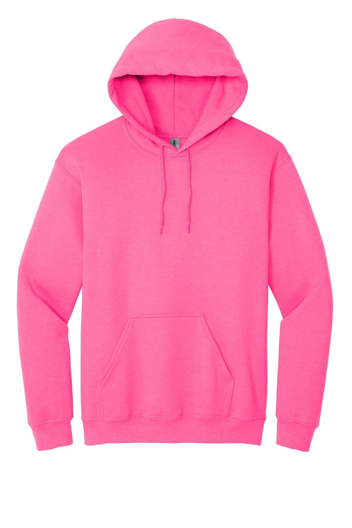 Front View of Safety Pink Gildan - Heavy Blend Hooded Sweatshirt. 18500