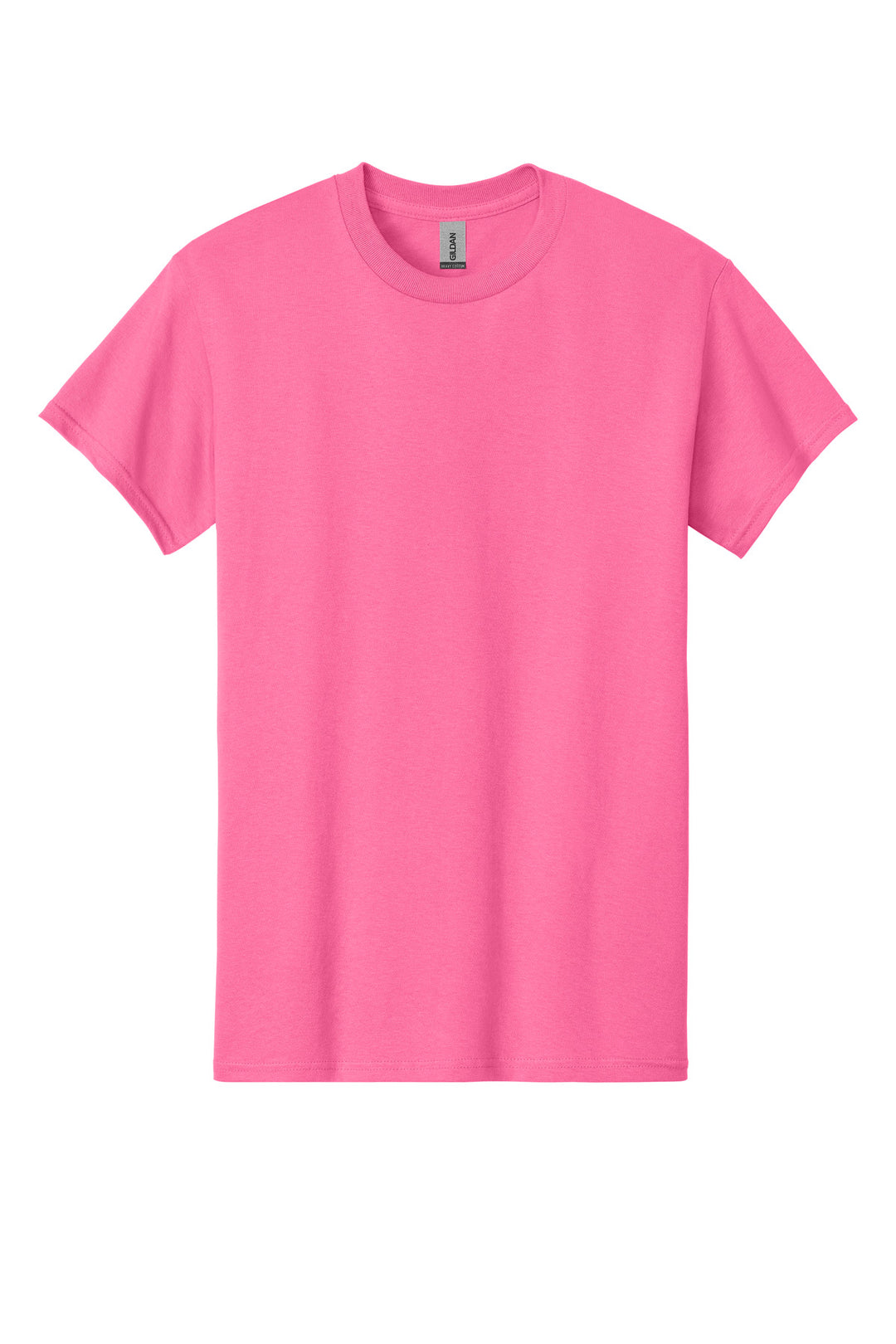 Front View of Safety Pink Gildan - Heavy Cotton 100% Cotton T-Shirt. 5000