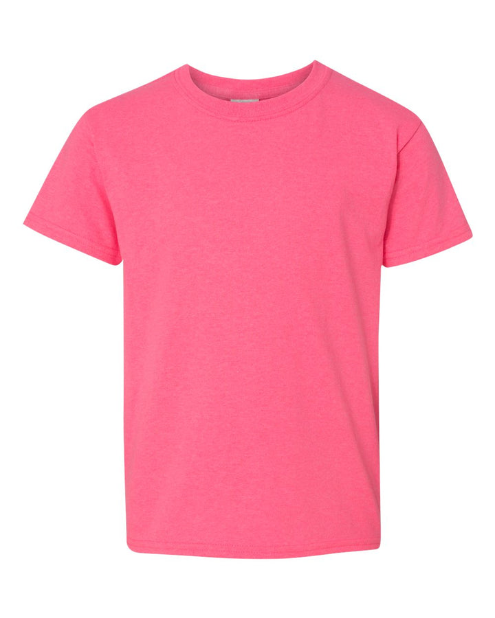 Front View of Safety Pink Heavy Cotton™ Youth T-Shirt - 5000B