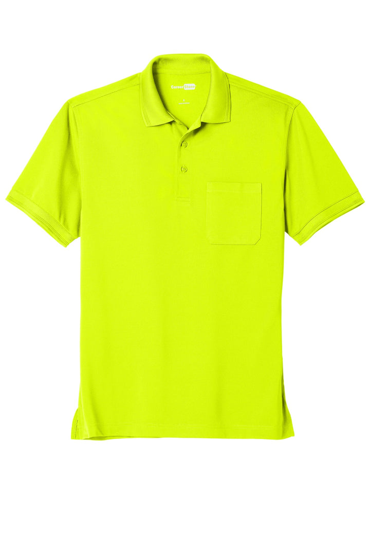 Front View of Safety Yellow CornerStone Industrial Snag-Proof Pique Pocket Polo. CS4020P