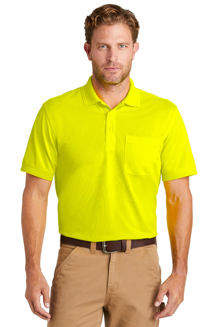 Front View of Safety Yellow CornerStone Industrial Snag-Proof Pique Pocket Polo. CS4020P