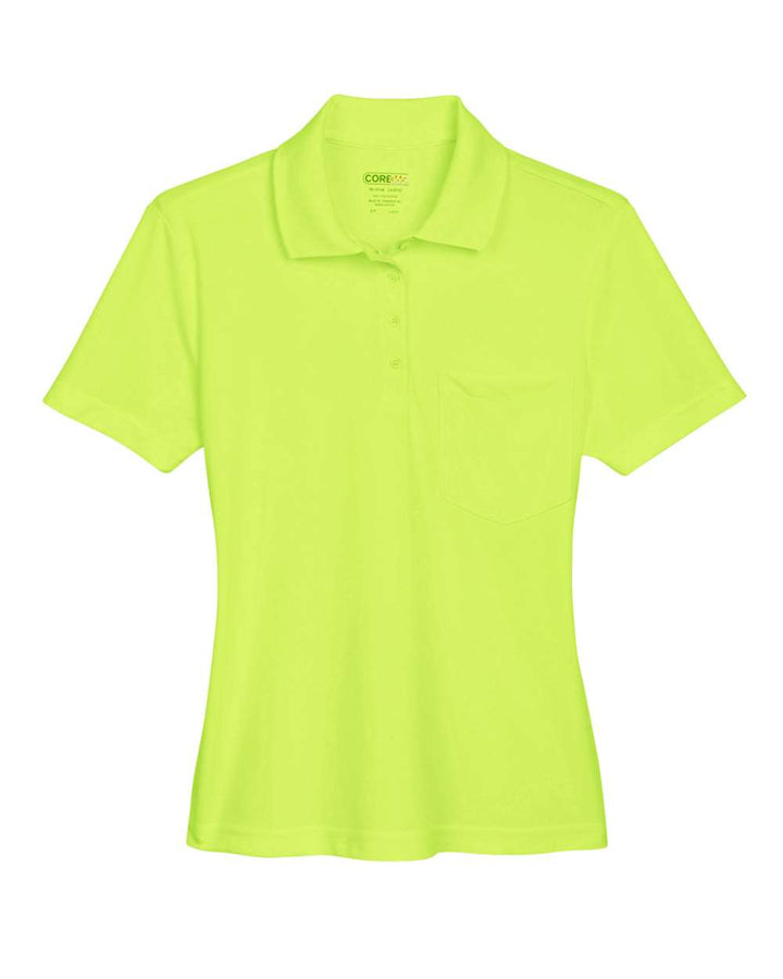 Front View of Safety Yellow Women's Origin Performance Piqué Polo with Pocket - 78181P