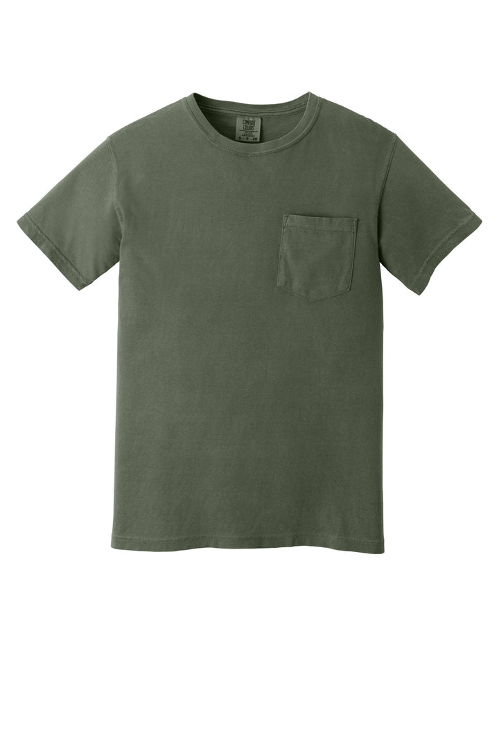 Front View of Sage COMFORT COLORS Heavyweight Ring Spun Pocket Tee. 6030