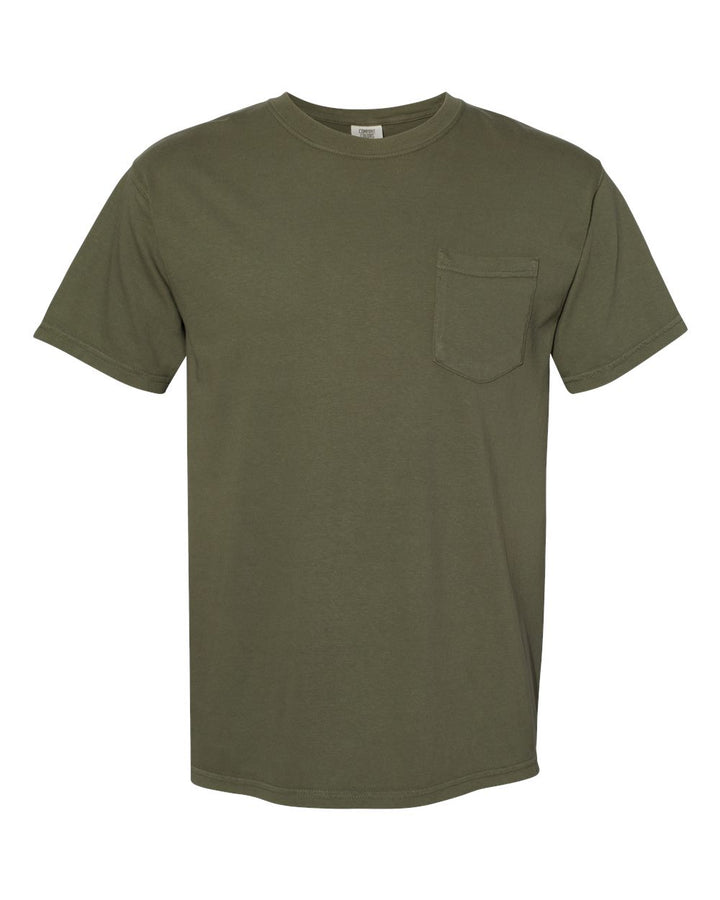 Front View of Sage Garment-Dyed Heavyweight Pocket T-Shirt - 6030