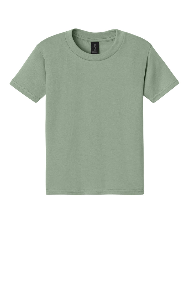 Front View of Sage Gildan Youth Softstyle Midweight Tee 65000B