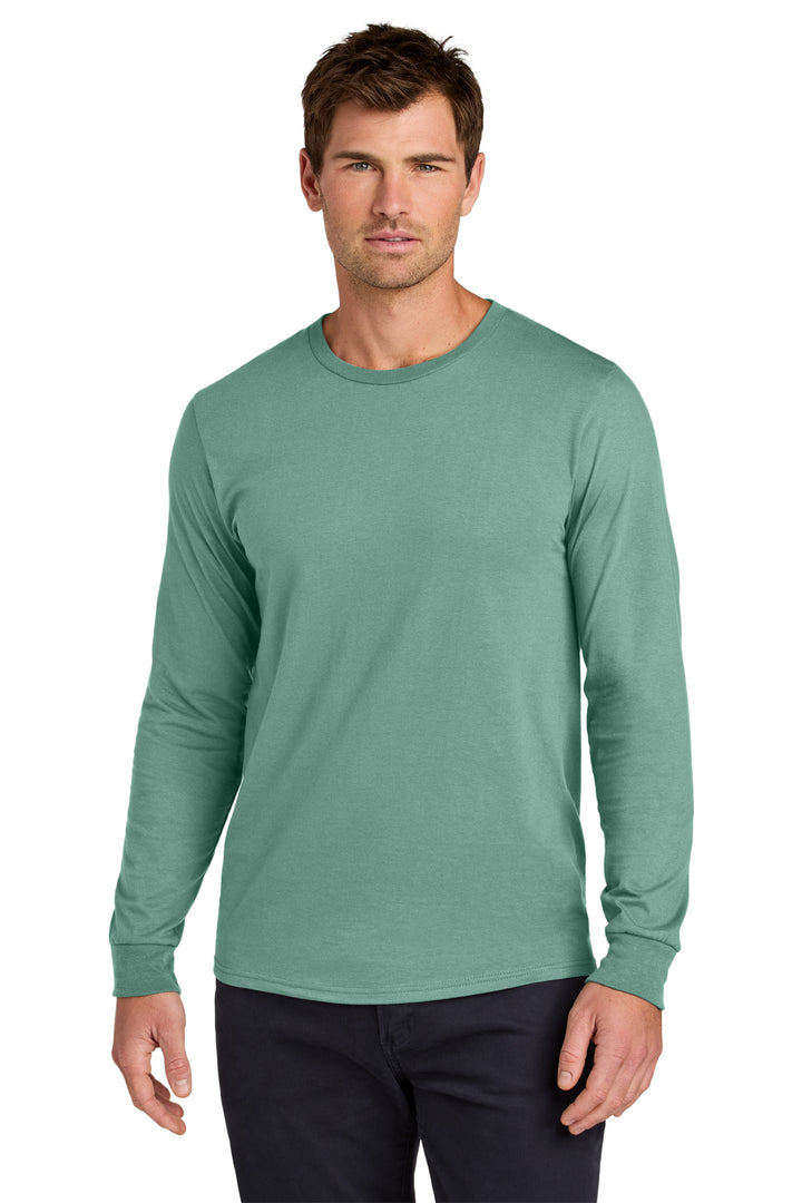 Front View of Sage Jerzees Classics Unisex Cotton Long Sleeve T-Shirt 363L