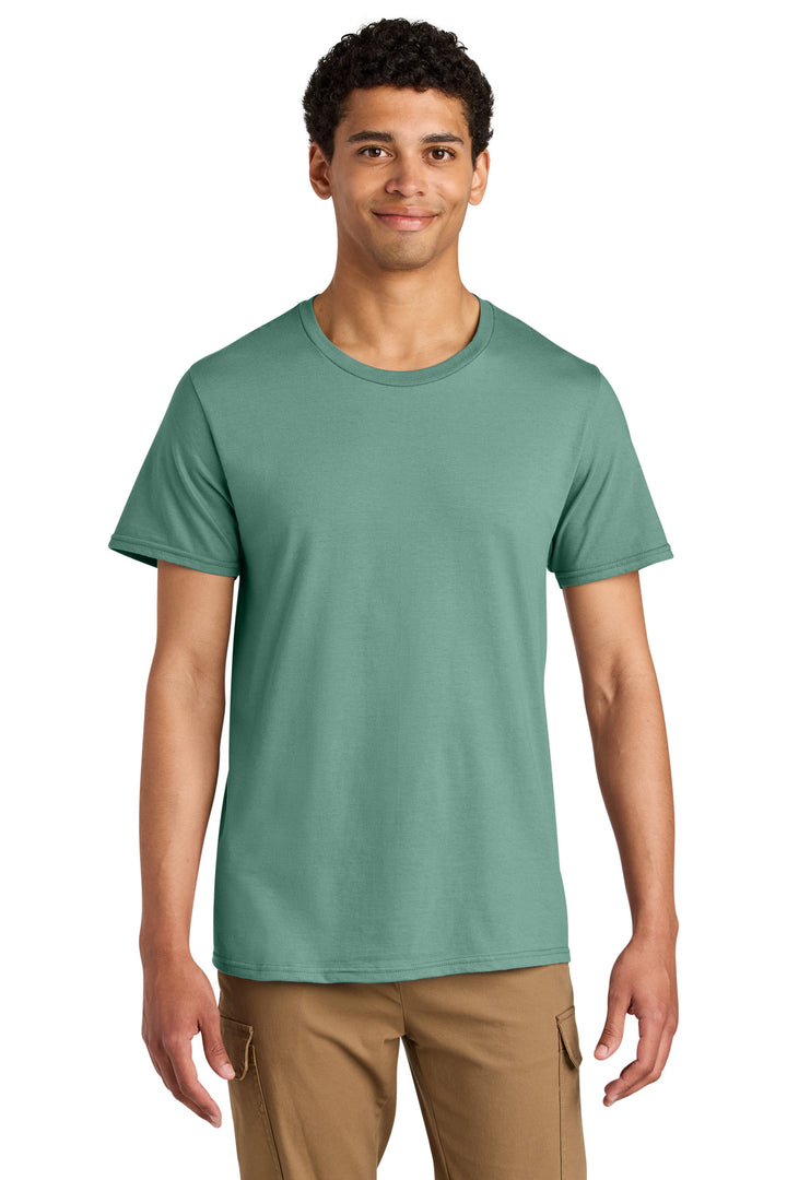 Front View of Sage Jerzees Unisex Premium Combed Ring Spun Cotton Tee 570M