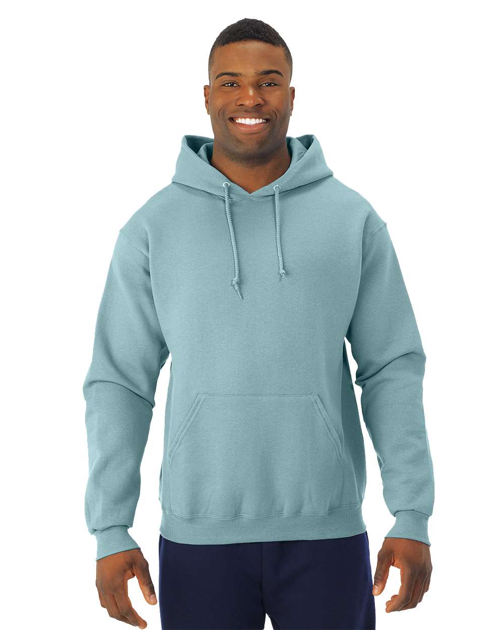 Front View of Sage NuBlend® Hooded Sweatshirt - 996MR