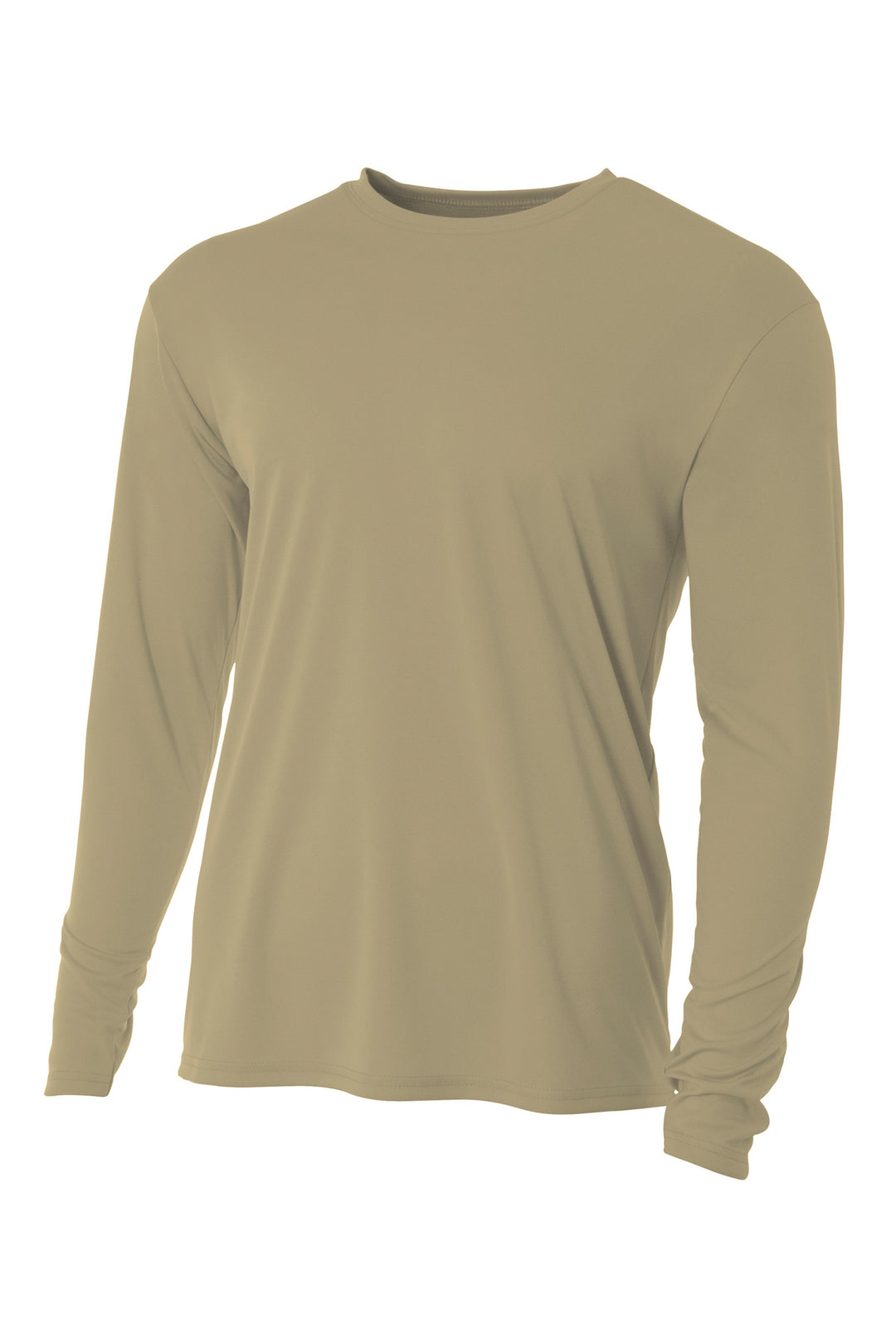 Front View of Sand A4 Cooling Performance Long Sleeve Tee A4N3165