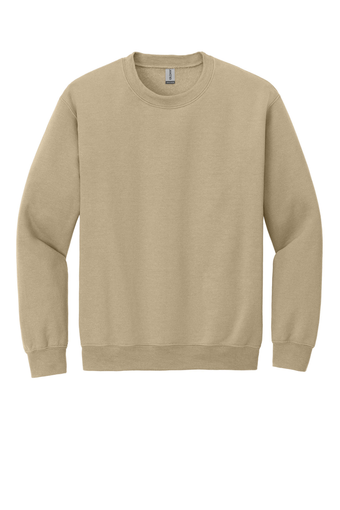 Front View of Sand Gildan Heavy Blend Crewneck Sweatshirt. 18000