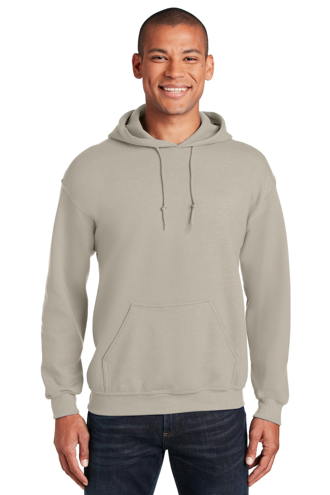 Front View of Sand Gildan - Heavy Blend Hooded Sweatshirt. 18500