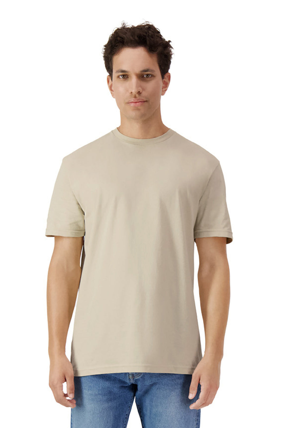 Front View of Sand Gildan Light Cotton Tee 3000