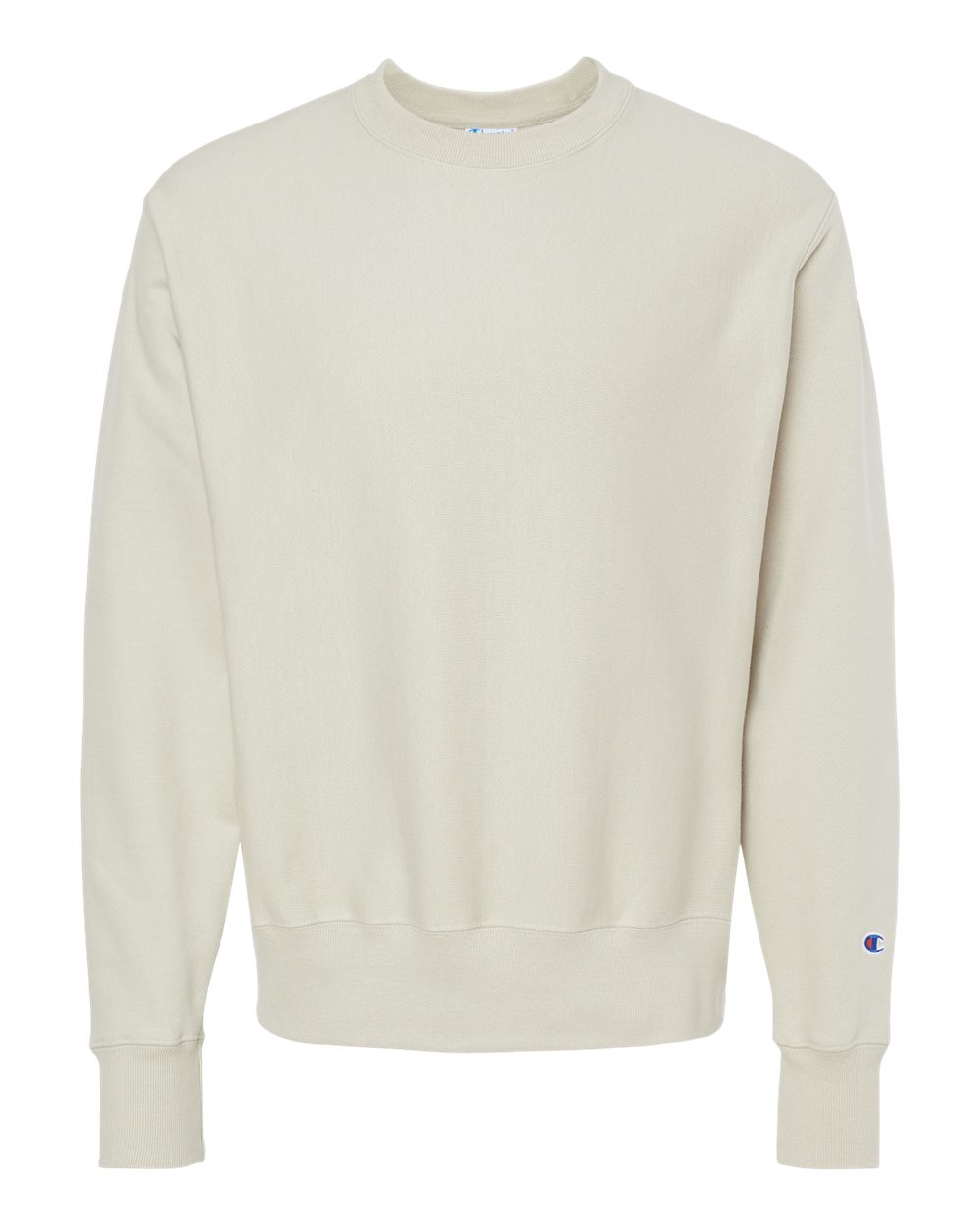 Front View of Sand Reverse Weave® Crewneck Sweatshirt - S149