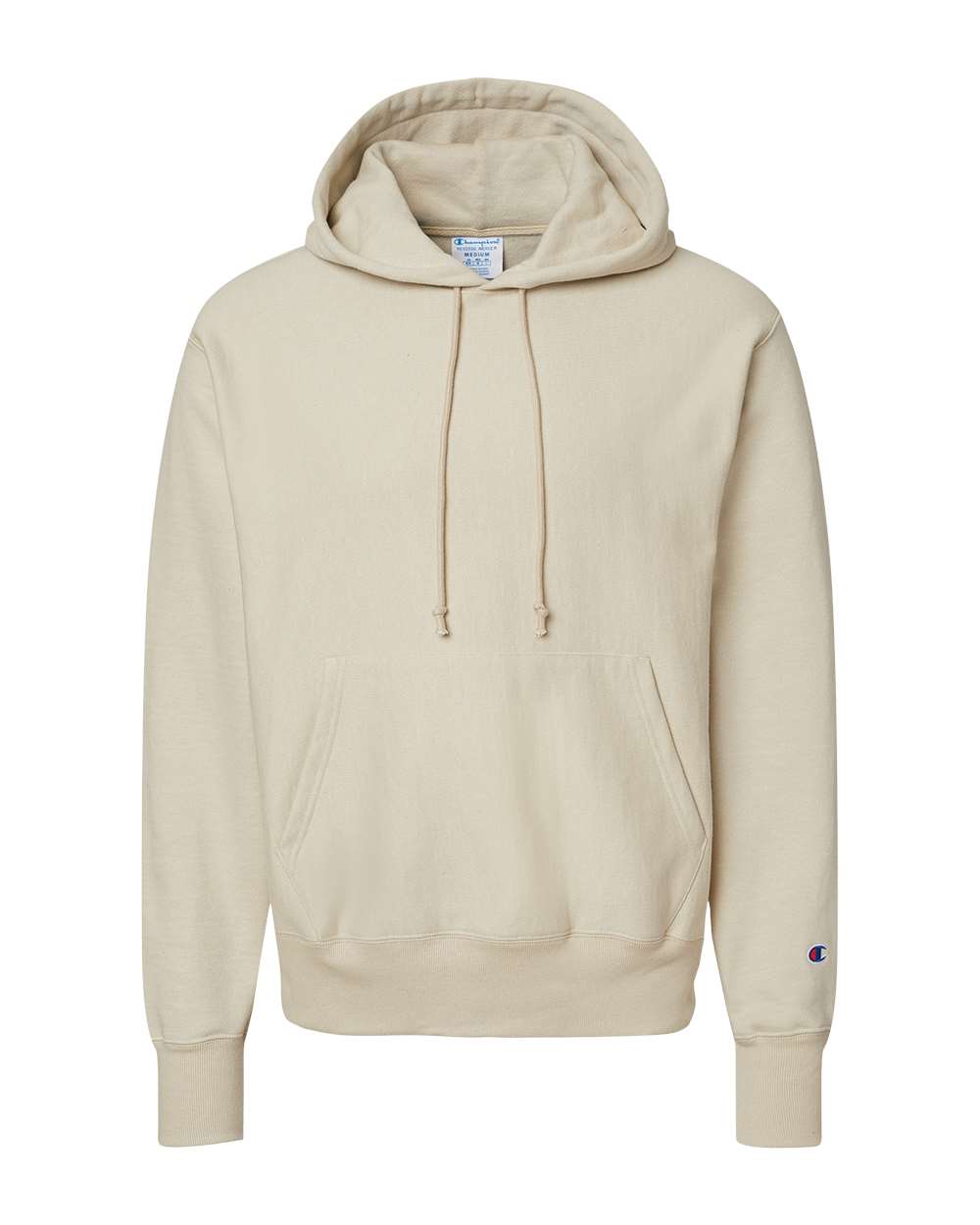 Front View of Sand Reverse Weave® Hooded Sweatshirt - S101