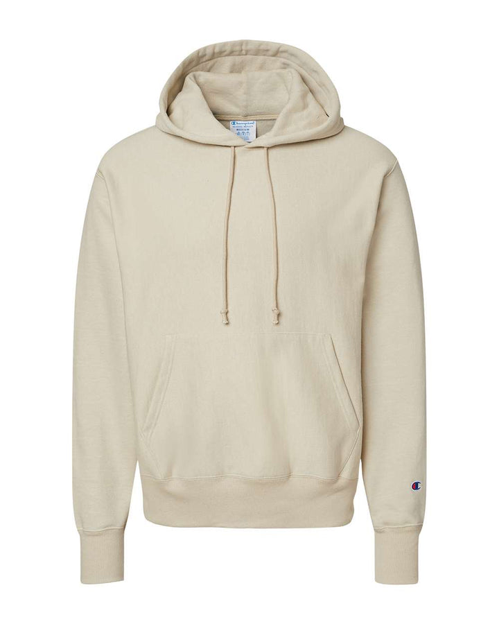 Front View of Sand Reverse Weave® Hooded Sweatshirt - S101