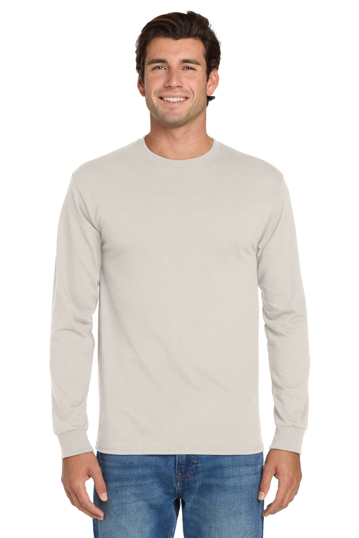 Front View of Sandstone Jerzees - Dri-Power 50/50 Cotton/Poly Long Sleeve T-Shirt. 29LS