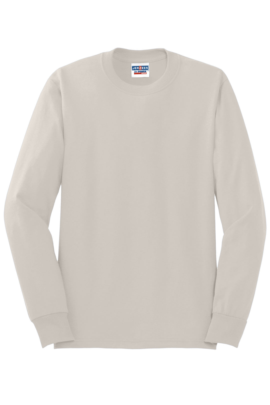 Front View of Sandstone Jerzees - Dri-Power 50/50 Cotton/Poly Long Sleeve T-Shirt. 29LS