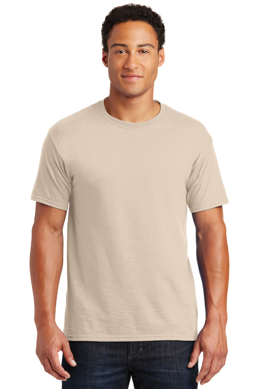 Front View of Sandstone Jerzees - Dri-Power 50/50 Cotton/Poly T-Shirt. 29M