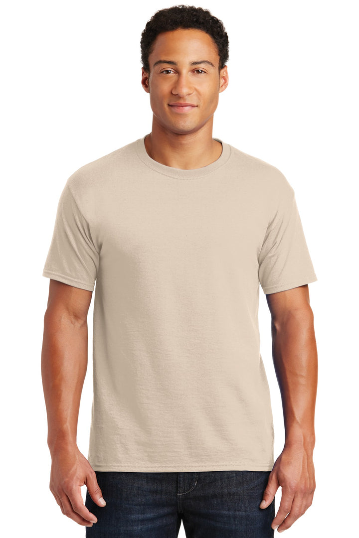Front View of Sandstone Jerzees - Dri-Power 50/50 Cotton/Poly T-Shirt. 29M