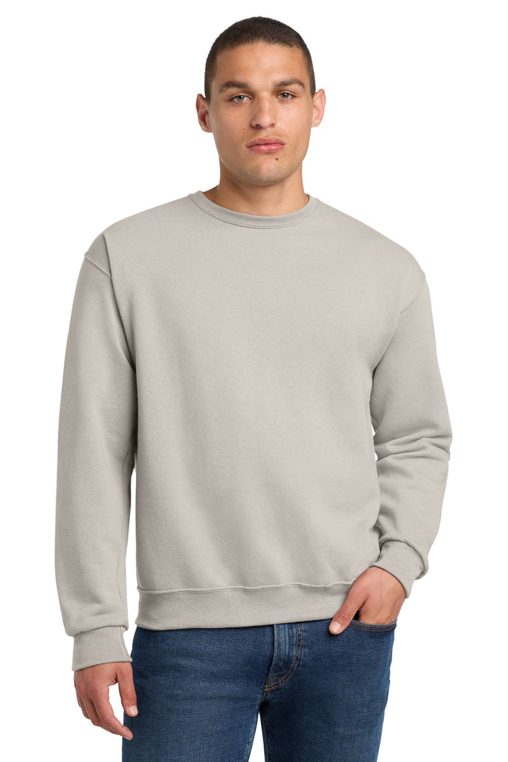 Front View of Sandstone Jerzees - NuBlend Crewneck Sweatshirt. 562M