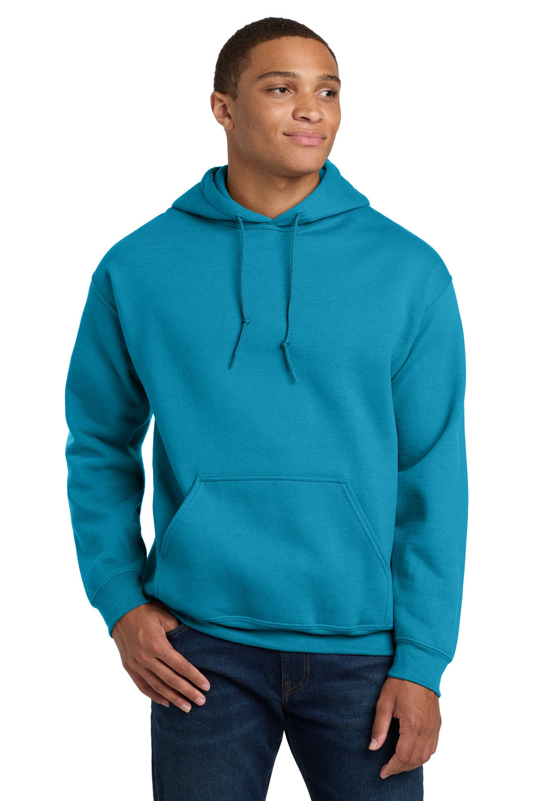 Front View of Sapphire Gildan - Heavy Blend Hooded Sweatshirt. 18500