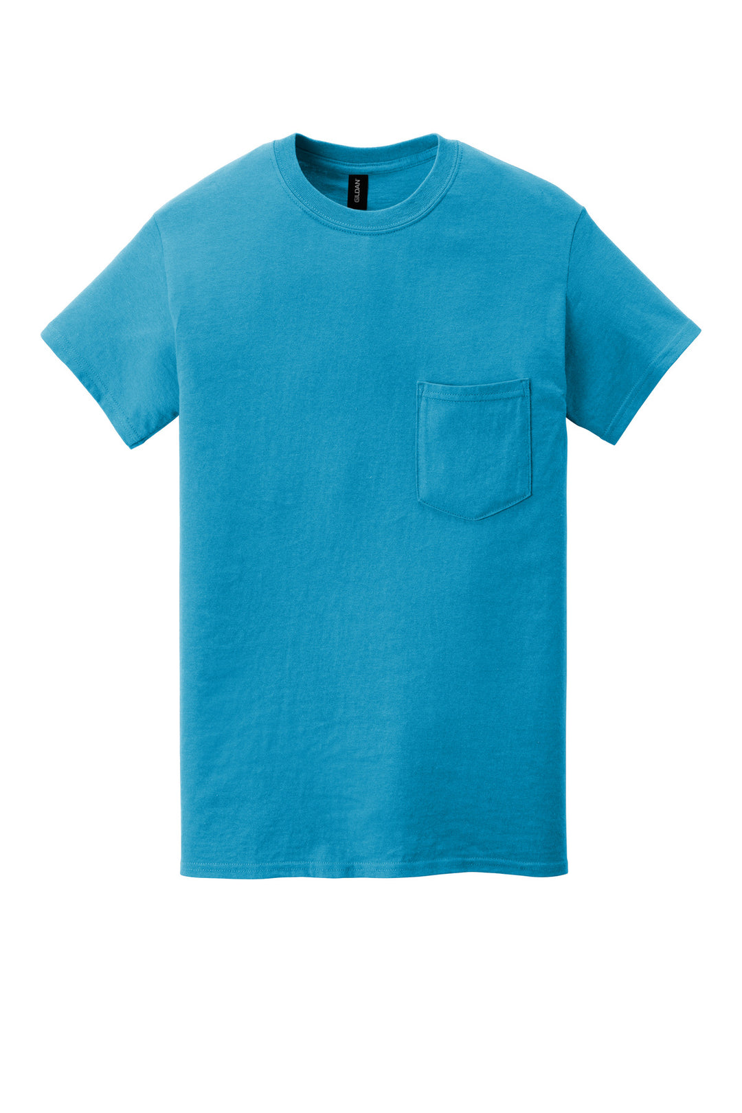Front View of Sapphire Gildan Heavy Cotton 100% Cotton Pocket T-Shirt. 5300