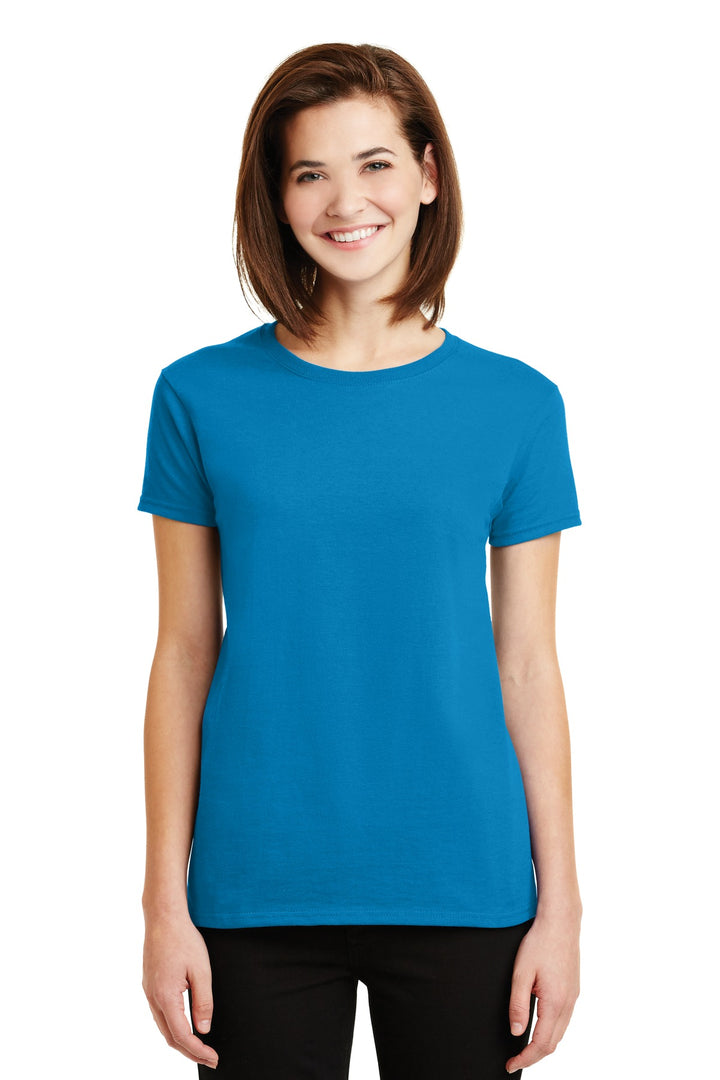 Front View of Sapphire Gildan Women's Ultra Cotton 100% US Cotton T-Shirt. 2000L