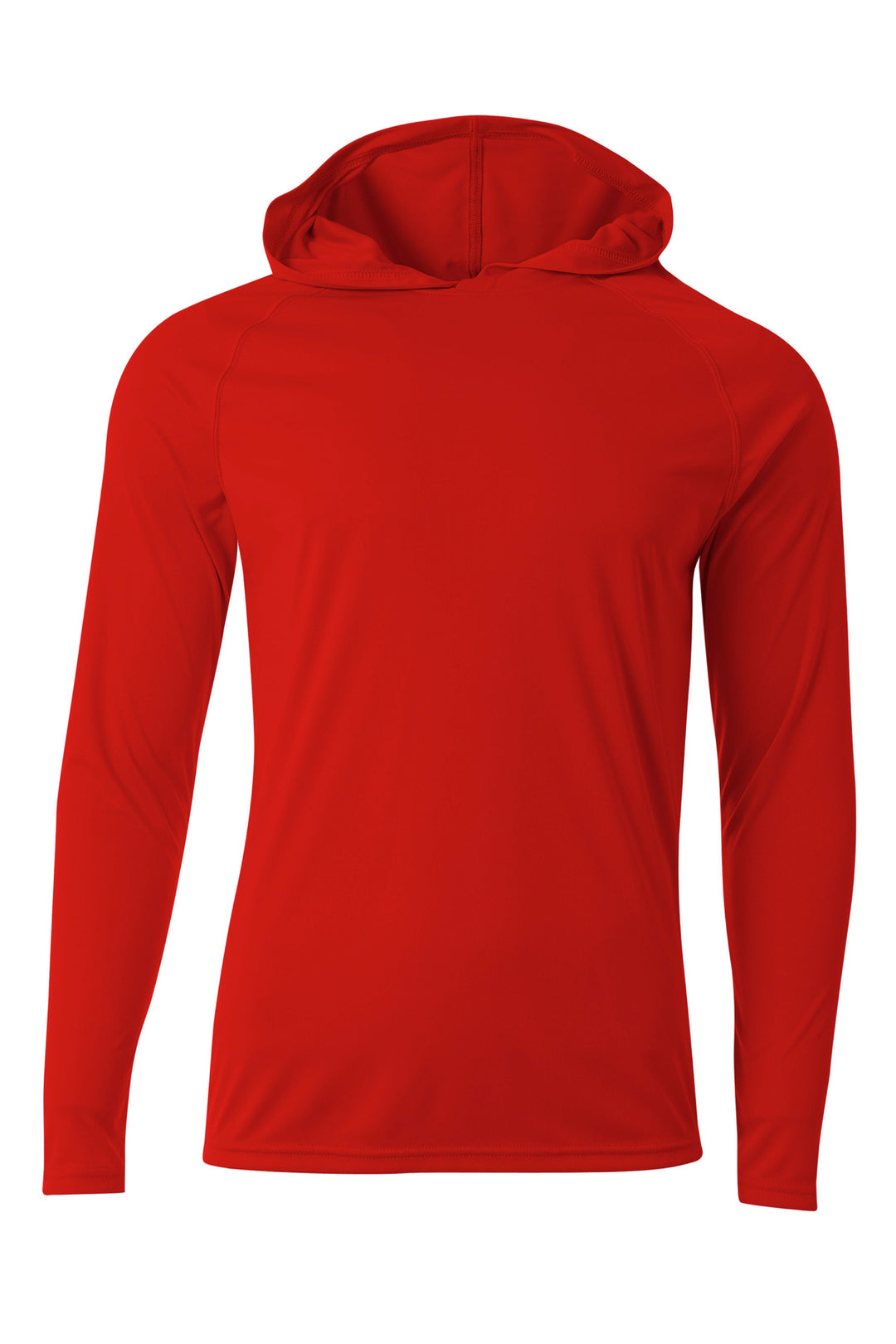 Front View of Scarlet A4 Cooling Performance Long Sleeve Hooded Tee A4N3409