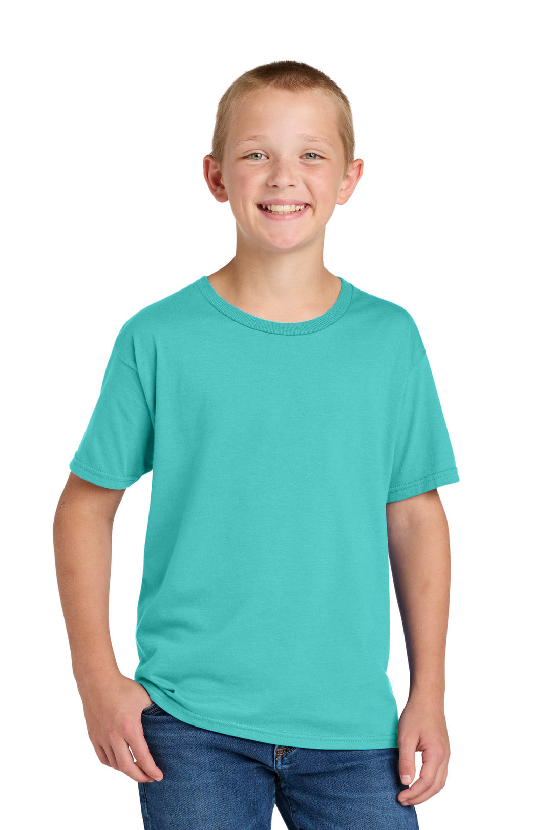 Front View of ScubaBlue Jerzees Classics Youth Cotton T-Shirt 363Y