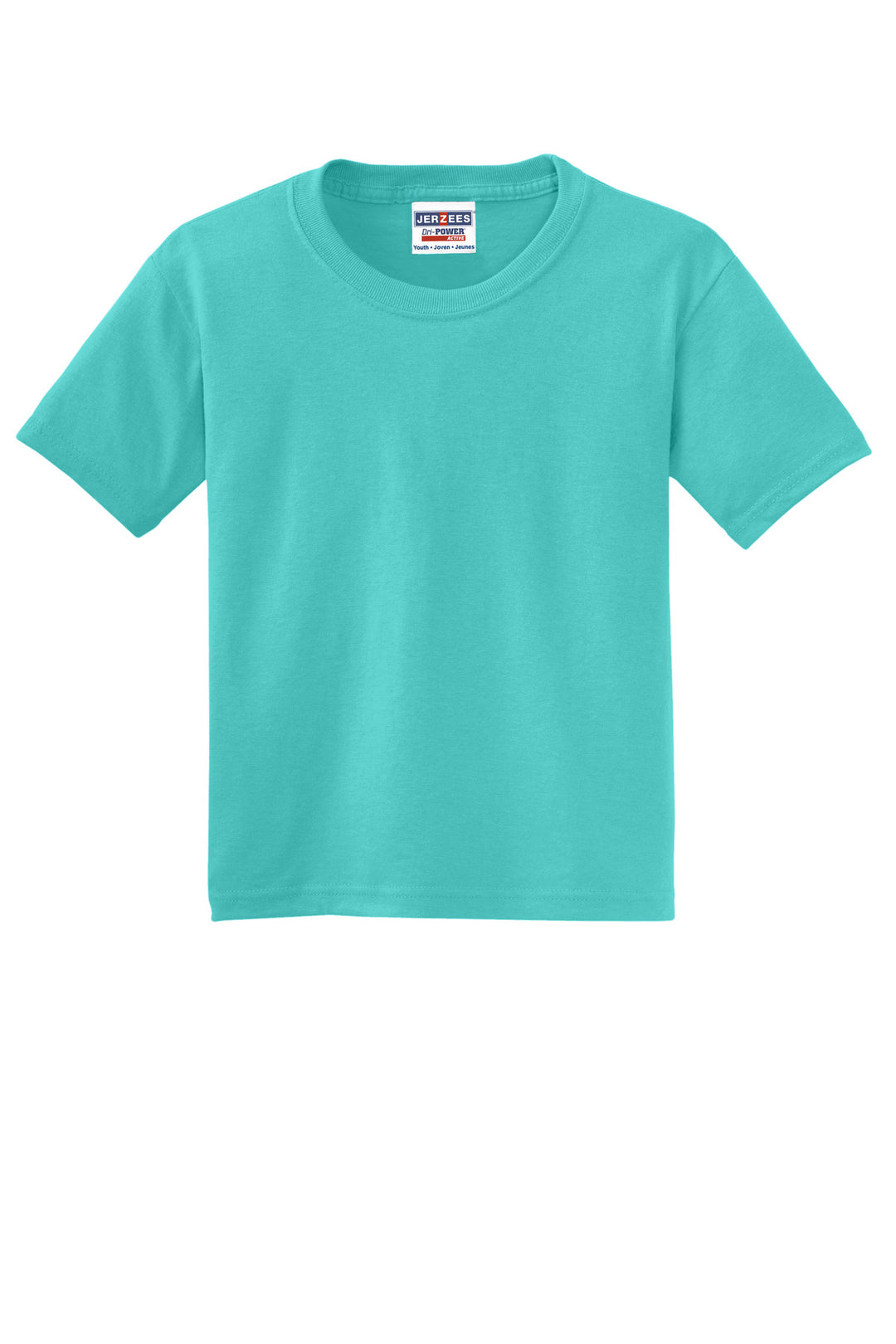 Front View of ScubaBlue Jerzees - Youth Dri-Power 50/50 Cotton/Poly T-Shirt. 29B