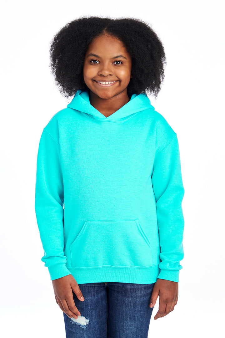 Front View of ScubaBlue Jerzees - Youth NuBlend Pullover Hooded Sweatshirt. 996Y