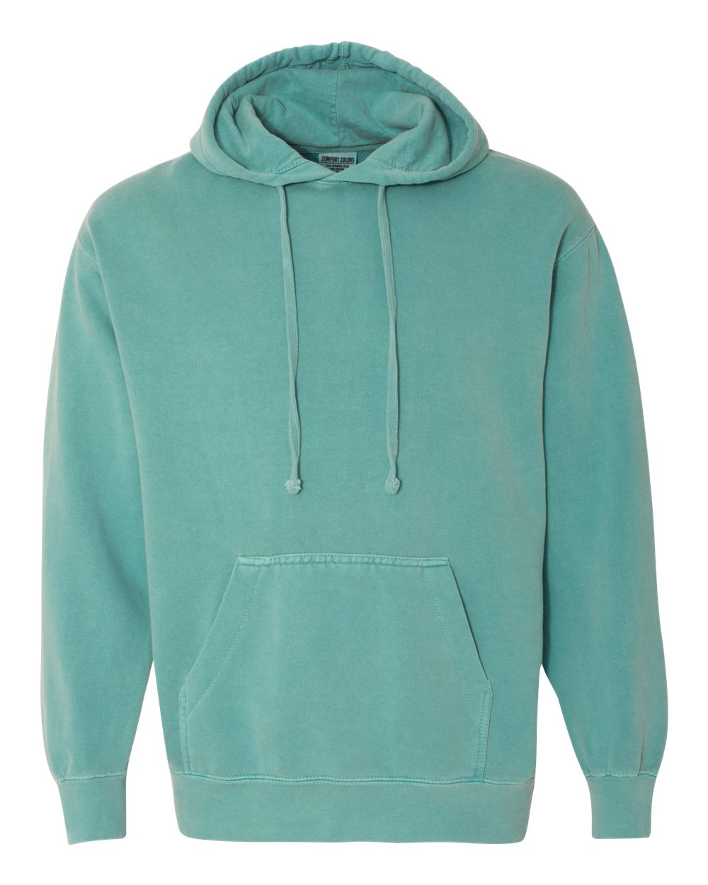 Front View of Seafoam Garment-Dyed Hooded Sweatshirt - 1567