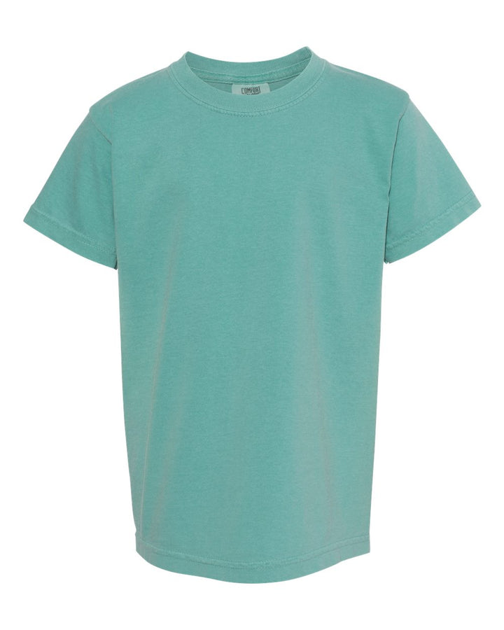 Front View of Seafoam Garment-Dyed Youth Heavyweight T-Shirt - 9018