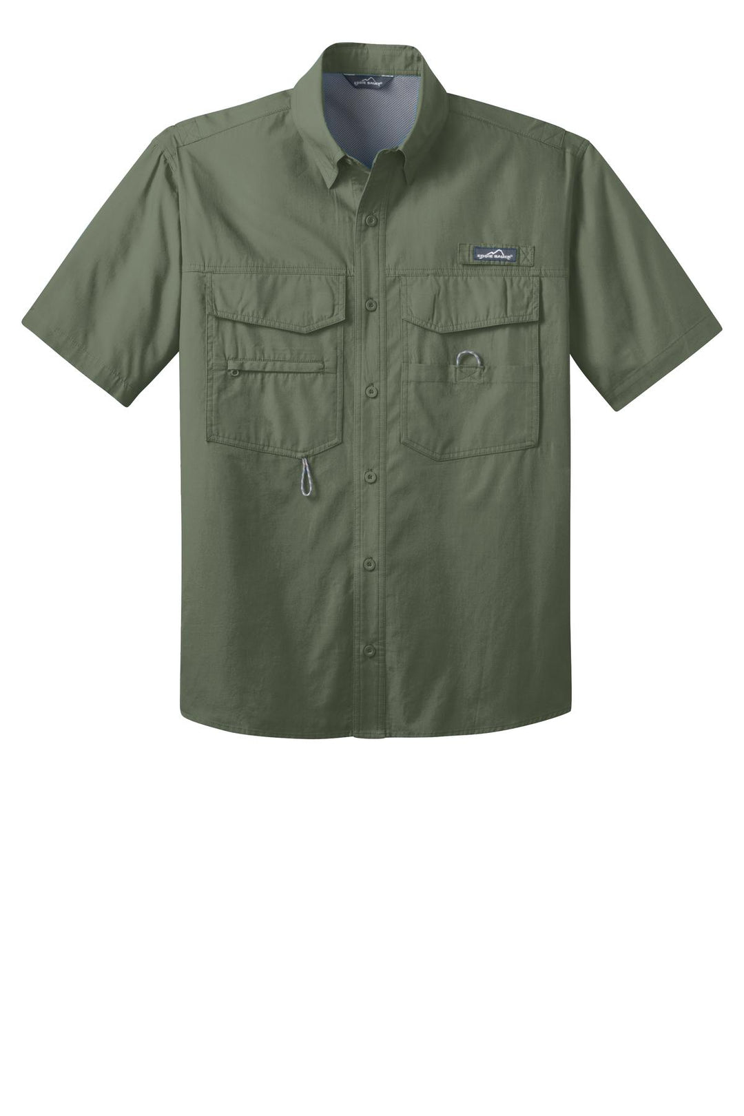 Front View of Seagrass Green Eddie Bauer - Short Sleeve Fishing Shirt. EB608