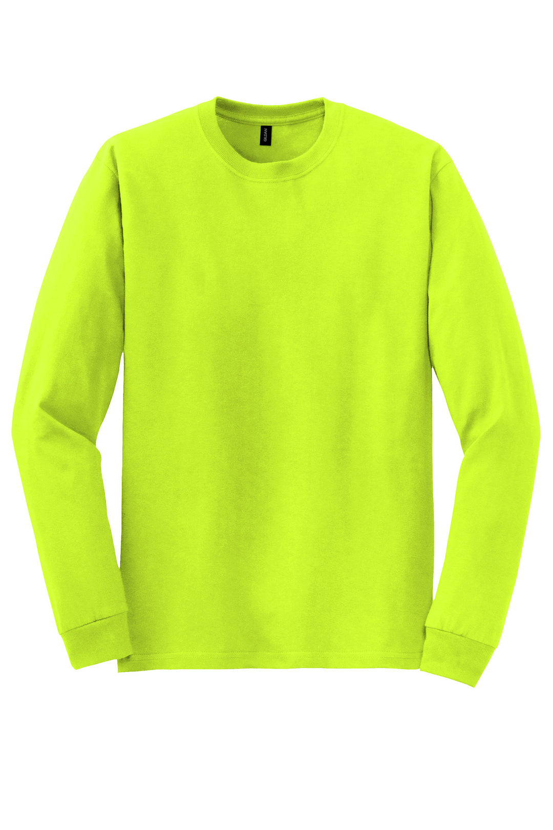 Front View of SftyGrn Gildan - DryBlend 50 Cotton/50 Poly Long Sleeve T-Shirt. 8400