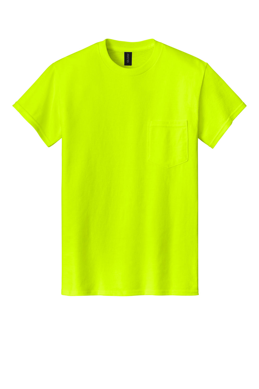 Front View of SftyGrn Gildan - DryBlend 50 Cotton/50 Poly Pocket T-Shirt. 8300