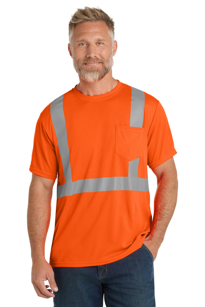 Front View of SftyOrg CornerStone ANSI 107 Class 2 Mesh Tee. CS200