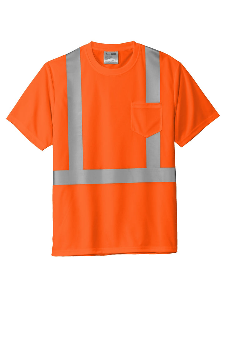 Front View of SftyOrg CornerStone ANSI 107 Class 2 Mesh Tee. CS200