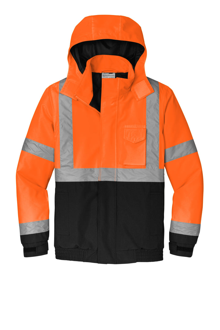 Front View of SftyOrg CornerStone ANSI 107 Class 3 Economy Waterproof Insulated Bomber Jacket CSJ500