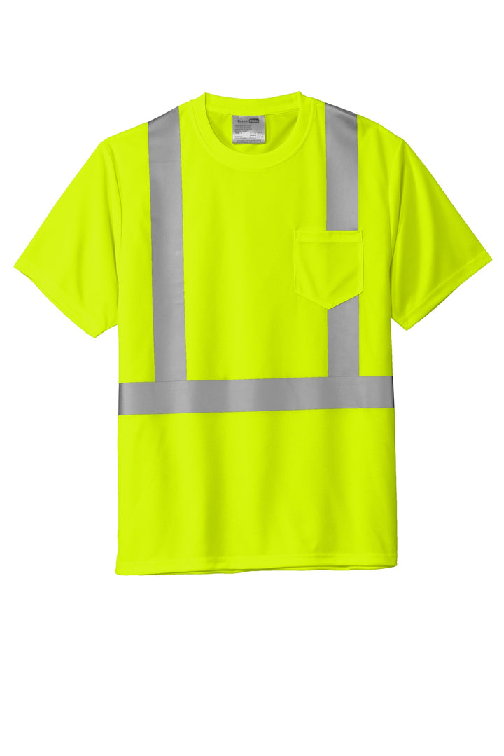 Front View of SftyYellow CornerStone ANSI 107 Class 2 Mesh Tee. CS200