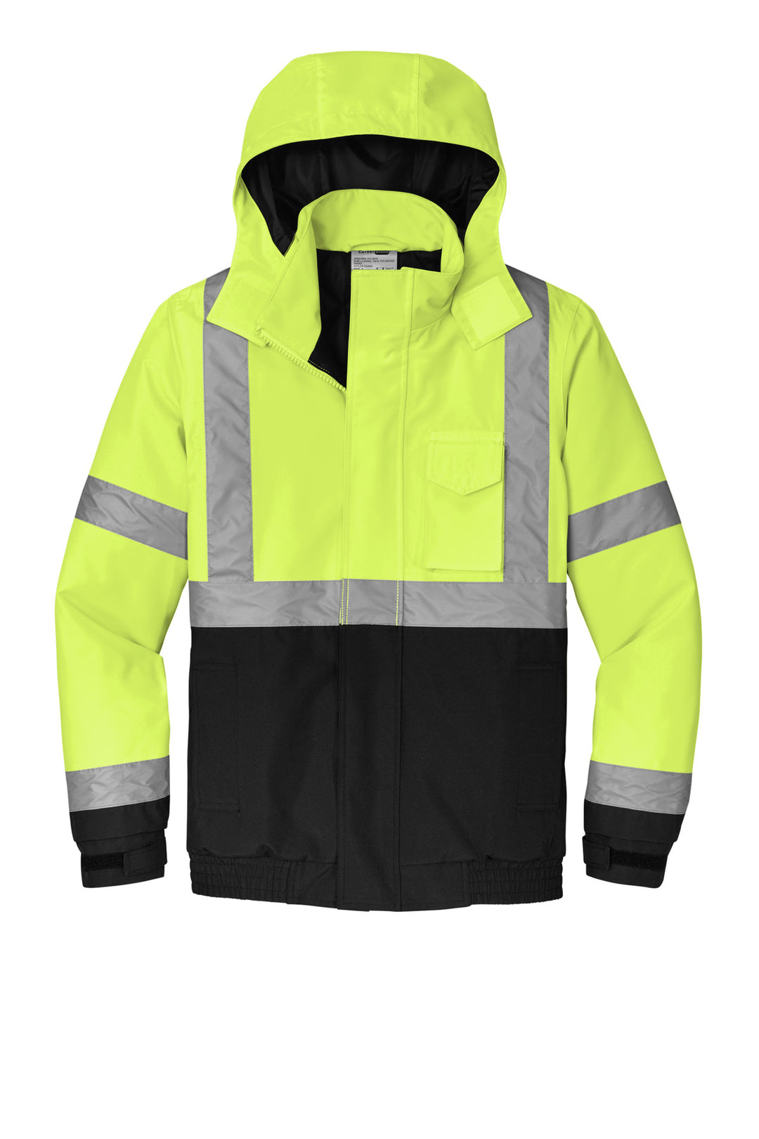 Front View of SftyYellow CornerStone ANSI 107 Class 3 Economy Waterproof Insulated Bomber Jacket CSJ500