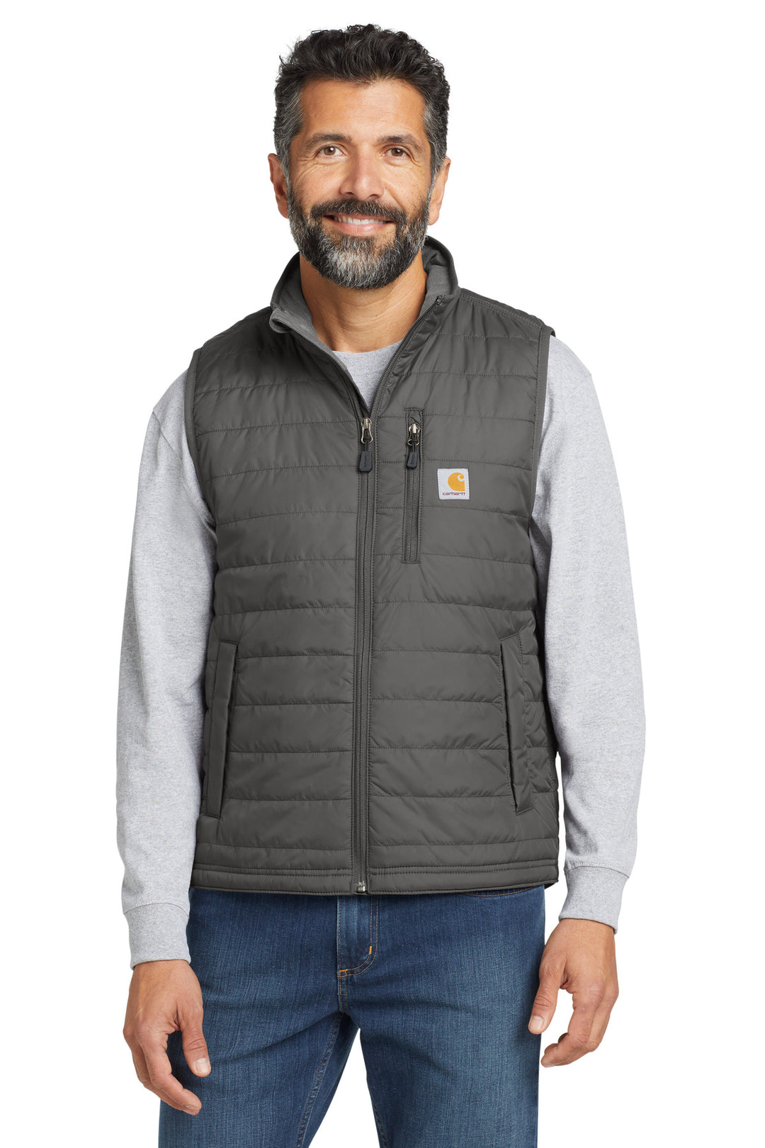 Front View of Shadow Grey Carhartt Gilliam Vest CT102286