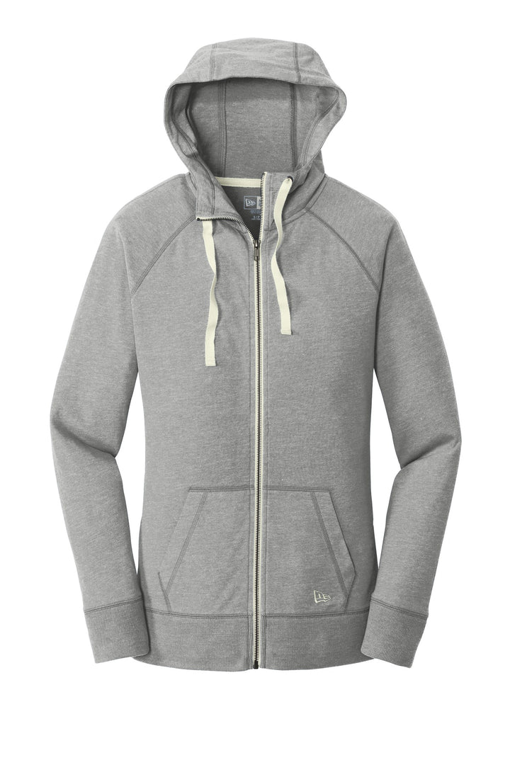 Front View of Shadow Grey He New Era Women's Sueded Cotton Blend Full-Zip Hoodie. LNEA122