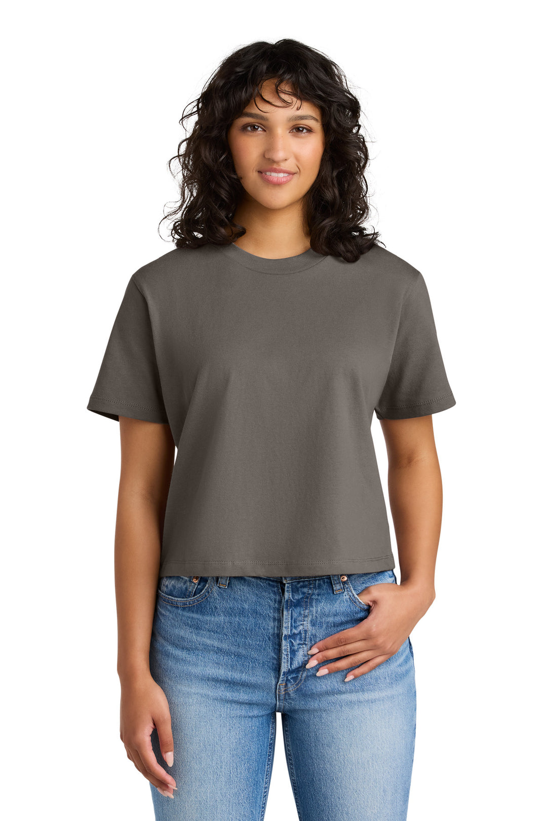 Front View of Shiitake Next Level Apparel Women's Heavyweight Boxy Tee NL7610