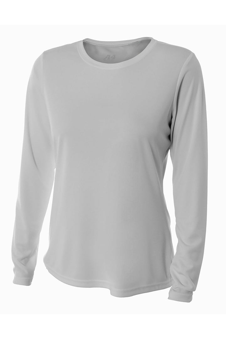Front View of Silver A4 Women's Cooling Performance Long Sleeve Tee A4NW3002