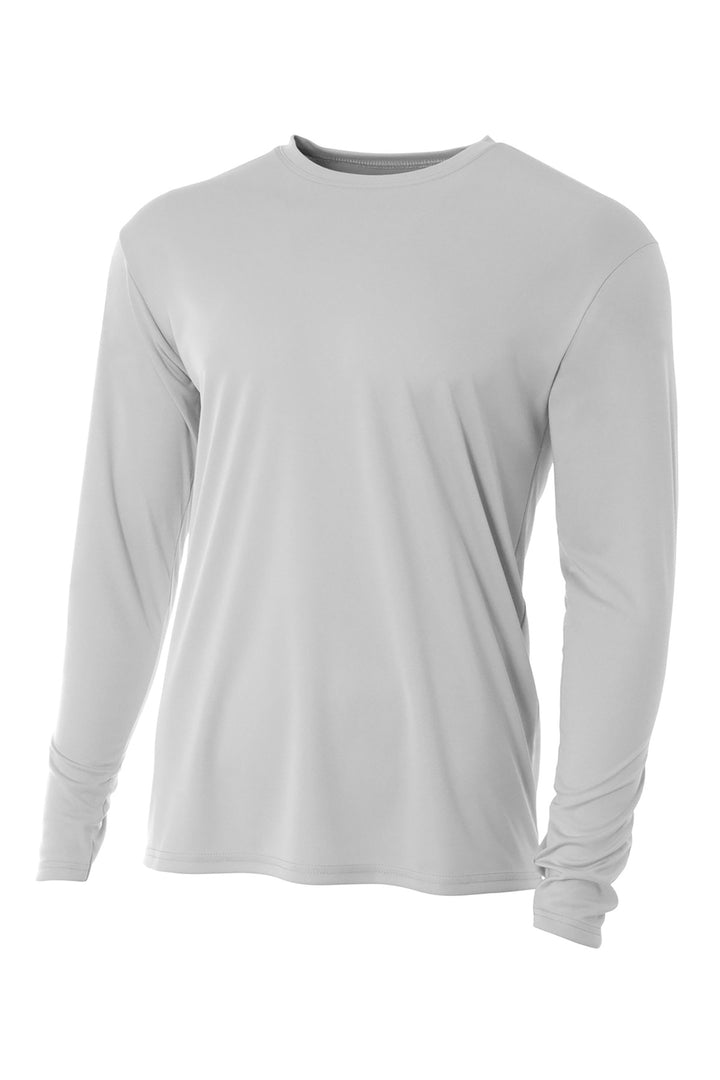 Front View of Silver A4 Youth Cooling Performance Long Sleeve Tee A4NB3165