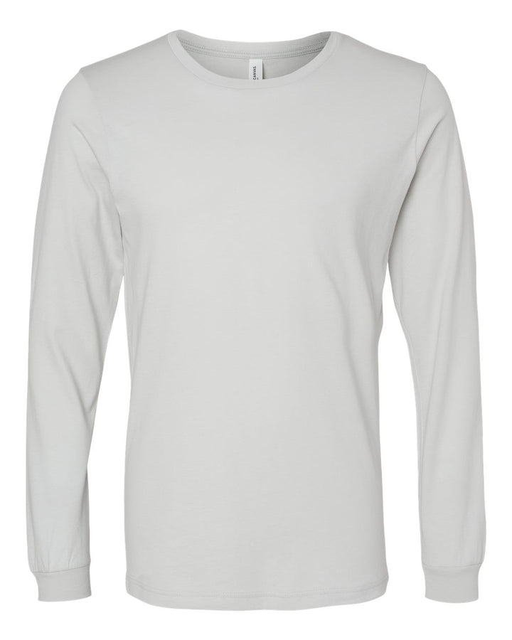 Front View of Silver Jersey Long Sleeve Tee - 3501